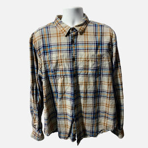 Men’s Gents North Coast Check Shirt Blue Button Size XXL Cotton Long Sleeve